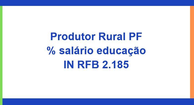Produtor Rural Pessoa Física IN RFB 2.185